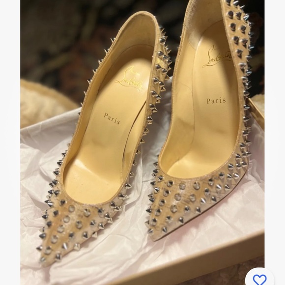 🔥CHRISTIAN LOUBOUTIN ✨Gold Lame✨& Silver Spiked📌 Follies Heels 👠 [SZ41] $1295 - Picture 3 of 15
